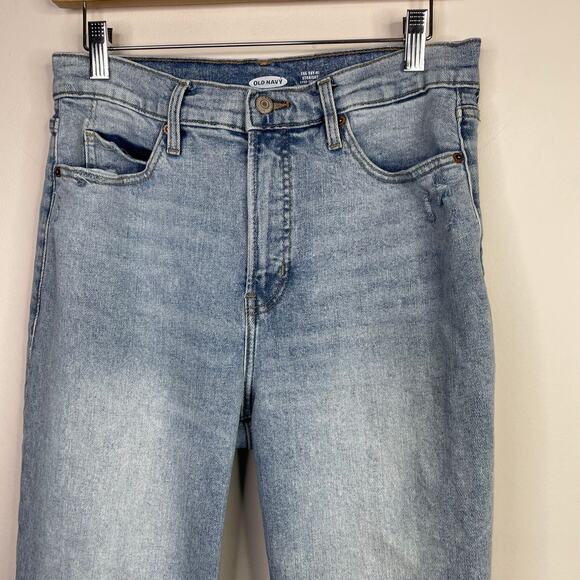 Old Navy Sky Hi Extra High Rise Straight Leg Raw Hem Ankle Stretch Jeans women 8 - Picture 4 of 16